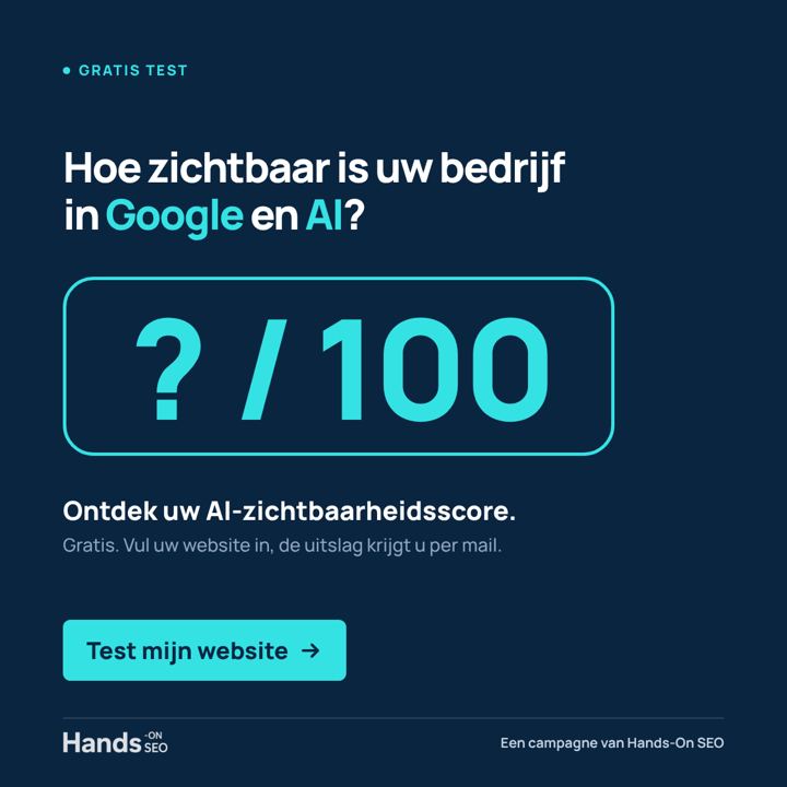 Hoe zichtbaar is uw bedrijf in Google en AI? Score vraagteken van 100